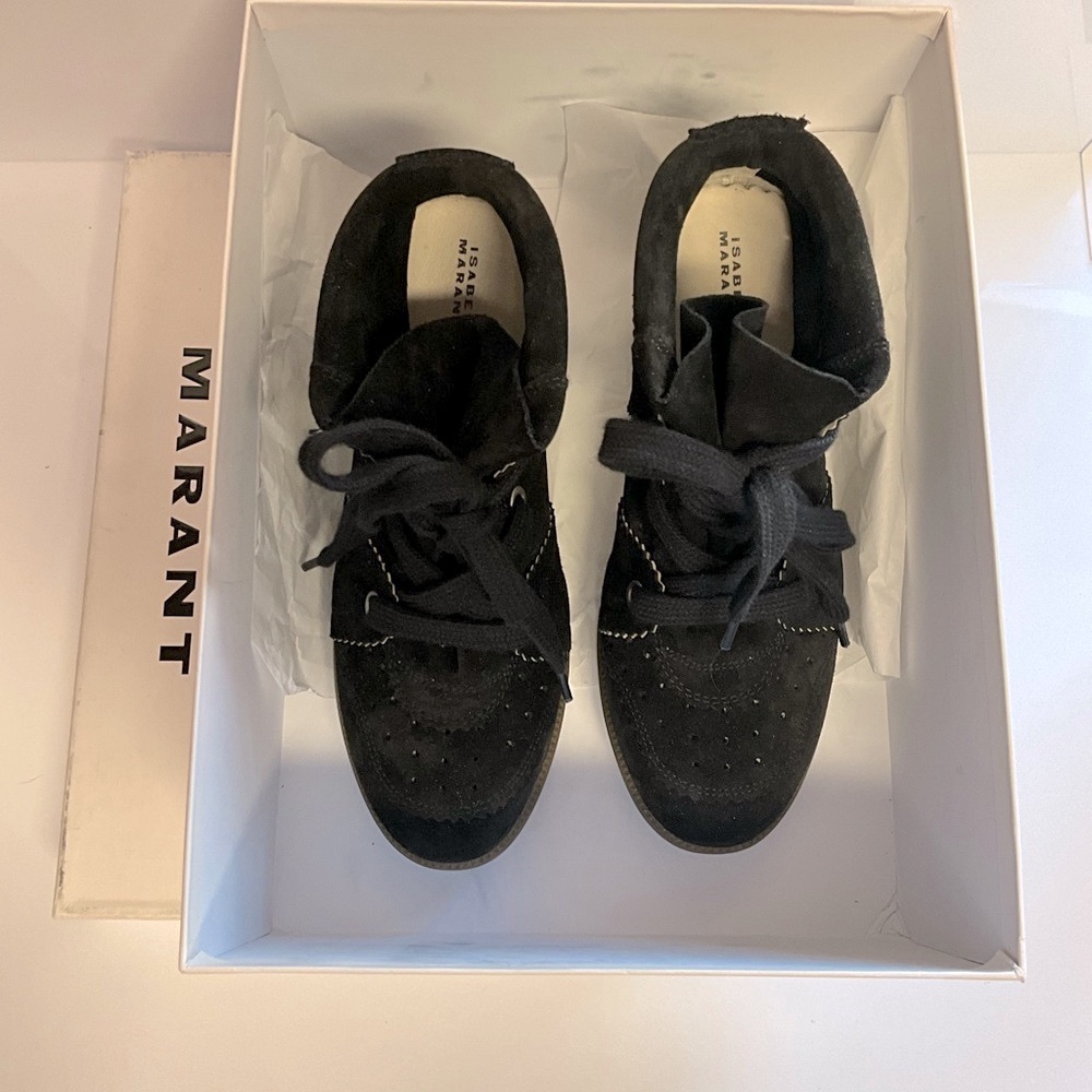 Isabel Marant Bobby Black Suede Leather Sneakers - Picture 3 of 14